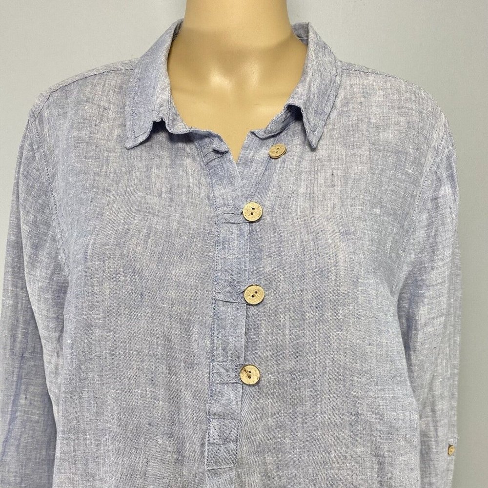 Sigrid Olsen Pullover Tunic Top Size 1x Blue 100%… - image 3